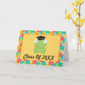 Voorschoolse of kleuterschool kikker Afstuderen Ka Kaart (Gele Bloem)