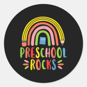 Voorschoolse rotsen, kleuters & versterkers; lerar ronde sticker