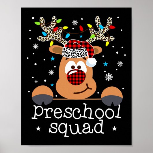 Voorschoolse selectie plaid rendier santa muts ler poster (Voorkant)