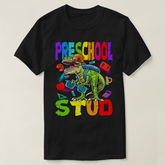 Voorschoolse student Dinosaur terug naar school T-shirt (Design voorkant)