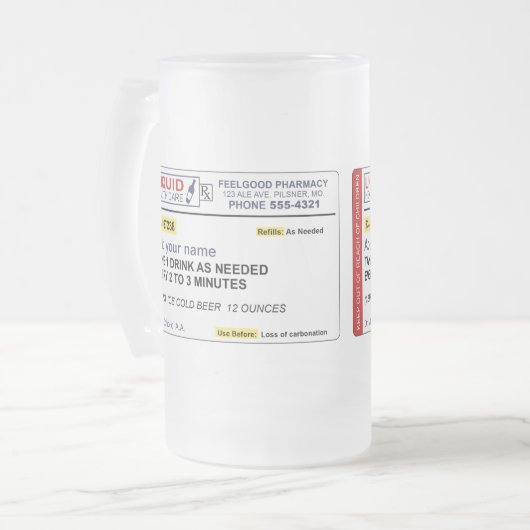 Voorschrift bier (jouw naam toevoegen) matglas bierpul (Voorkant links)