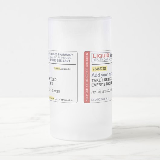 Voorschrift bier (jouw naam toevoegen) matglas bierpul (Center)