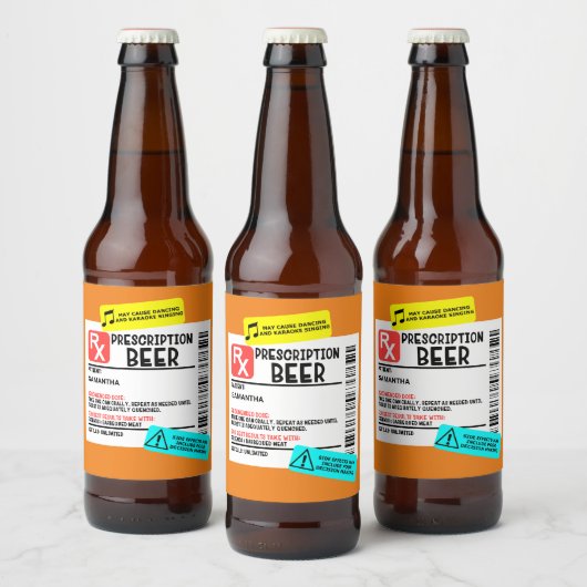 Voorschrift Bier Waarschuwingslabel Grappig Gepers Etiket (Flessen)