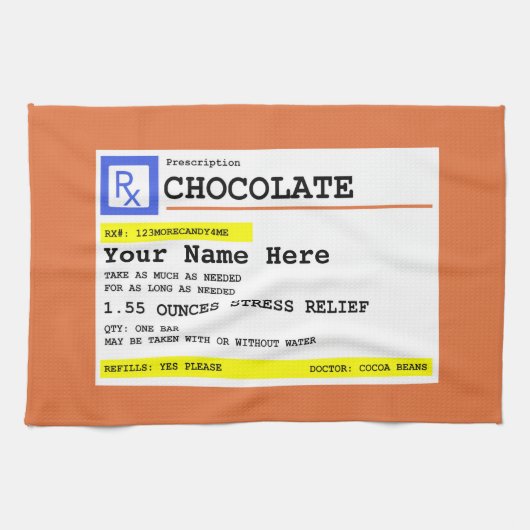 Voorschrift Chocolade Gepersonaliseerd keukenhandd Theedoek (Horizontaal)
