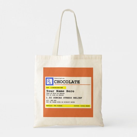 Voorschrift Chocolade - Gepersonaliseerd Tote Bag (Achterkant)
