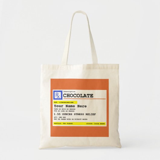Voorschrift Chocolade - Gepersonaliseerd Tote Bag (Voorkant)