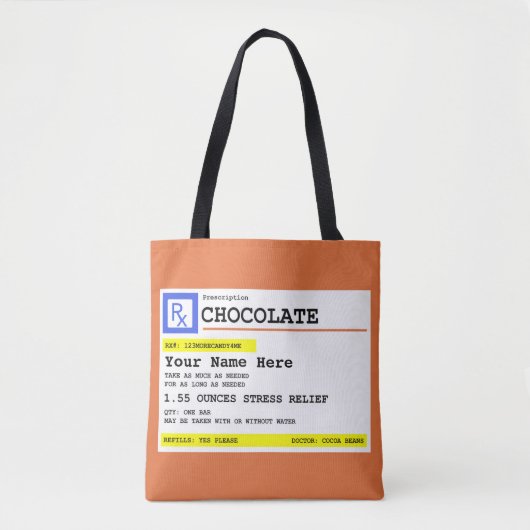 Voorschrift Chocolade - Gepersonaliseerd Tote Bag (Voorkant)
