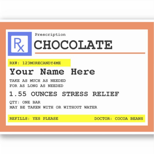 Voorschrift Chocolade op maat Sticker (Voorkant)