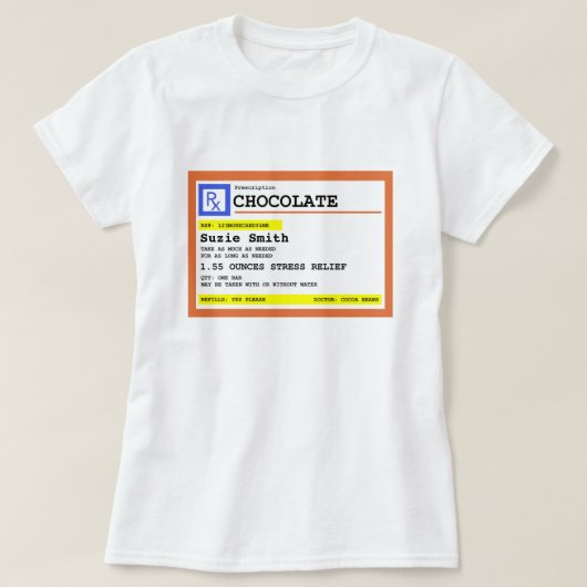 Voorschrift Chocolade op maat T-shirt (Design voorkant)