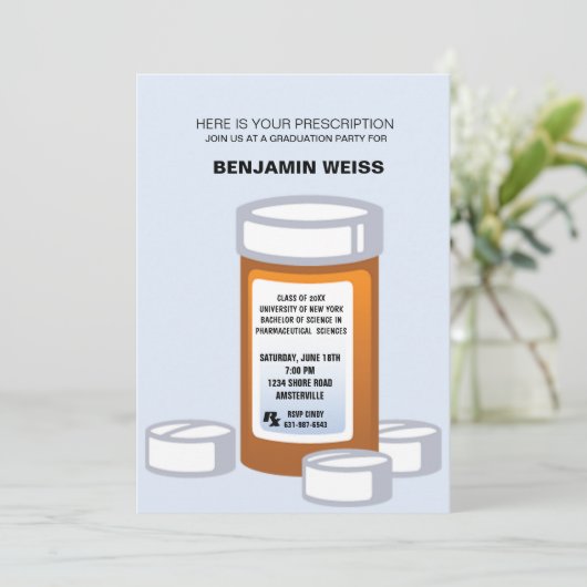 Voorschrift Fles apotheker Afstuderen Invitati Kaart (Staand voorkant)
