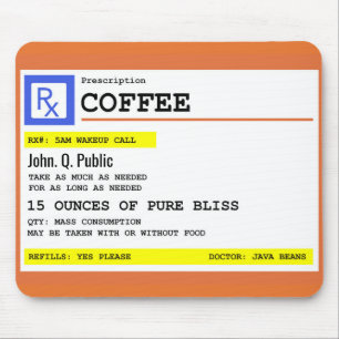 Voorschrift Koffie Persoonlijke naam Muismat