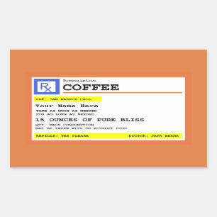 Voorschrift Koffieetiket aangepast rechthoekig Rechthoekige Sticker