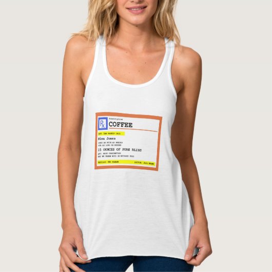 Voorschrift Koffievierkant gepersonaliseerd Tanktop (Voorkant)