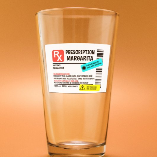 Voorschrift Margarita Funny Warning Label Glas