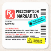 Voorschrift Margarita Funny Warning Label Kartonnen Onderzetters (Voorkant)
