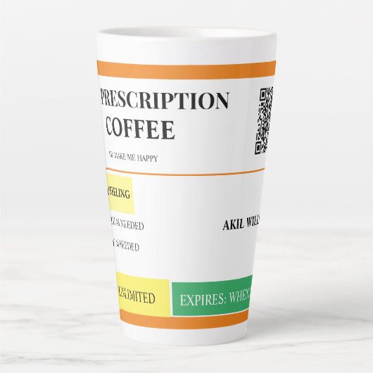 Voorschrift Ontworpen Latte Mok (Voorkant)