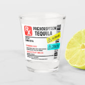 Voorschrift Tequila Waarschuwing Etiket op maat Shot Glas (Voorkant)