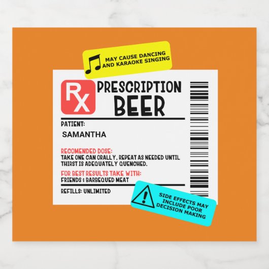 Voorschrift Waarschuwingslabel Bier Grappig Persoo Bier Etiket (Enkel label)
