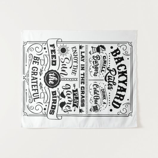 Voorschriften voor backyard BBQ Wandkleed (Voorkant (horizontaal))