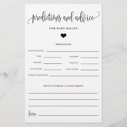 Voorspelling en advies van baby, kalligrafie, papi flyer (Voorkant)