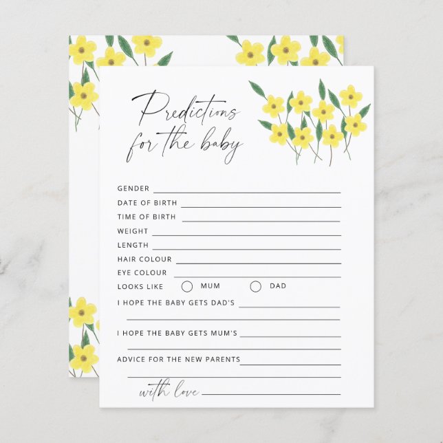 Voorspelling en advies van baby Wildbloemen baby (Voorkant / Achterkant)