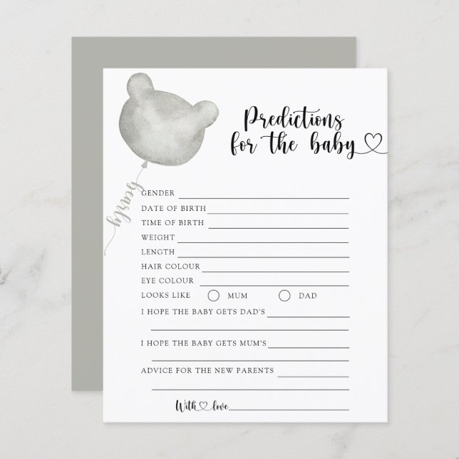 Voorspelling en advies van de baby van beren (Voorkant / Achterkant)