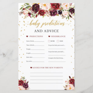 Voorspelling en adviesspel van de Burgundy-baby