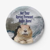 Voorspelling grondhog papieren bordje (Voorkant)