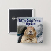 Voorspelling grondhog vierkante button 5,1 cm (Voorkant /achterkant)