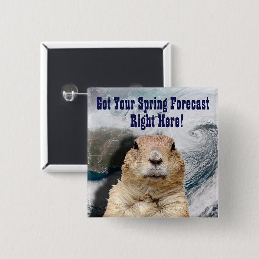 Voorspelling grondhog vierkante button 5,1 cm (Voorkant /achterkant)