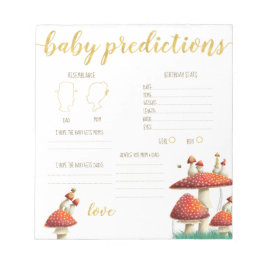 Voorspelling van paddenstoelen en bijen over baby notitieblok