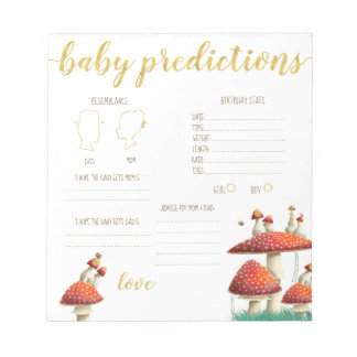 Voorspelling van paddenstoelen en bijen over baby notitieblok