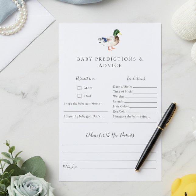 Voorspellingen & Advies Duck Baby shower spel (Creator heeft geüpload)