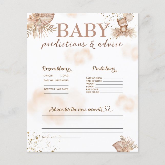 Voorspellingen & Advies Kaart Teddy Bear Baby show (Voorkant)