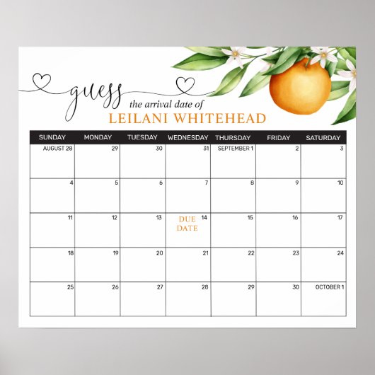 Voorspellingen Baby shower Cutie Sinaasappels Poster (Voorkant)