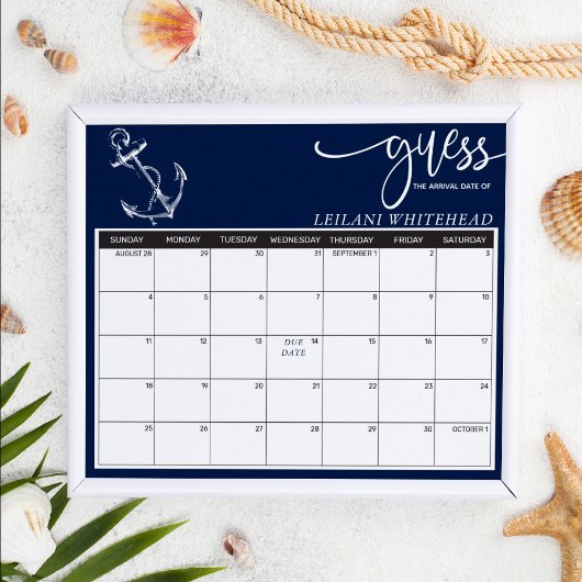 Voorspellingen Baby shower Nautical Anchor Navy Bl Poster