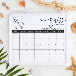 Voorspellingen Baby shower Nautical Anchor Raad Da Poster