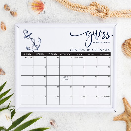 Voorspellingen Baby shower Nautical Anchor Raad Da Poster