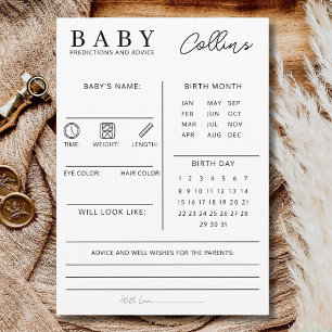 Voorspellingen Baby Shower Spel En Advies Feestdagenkaart