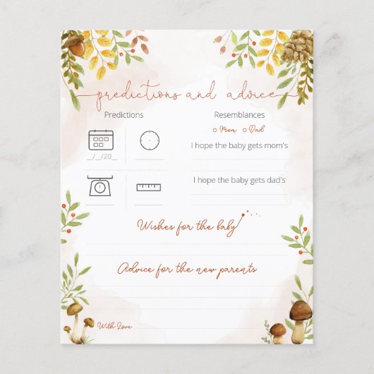 Voorspellingen en advies, Baby shower Woodland (Voorkant)