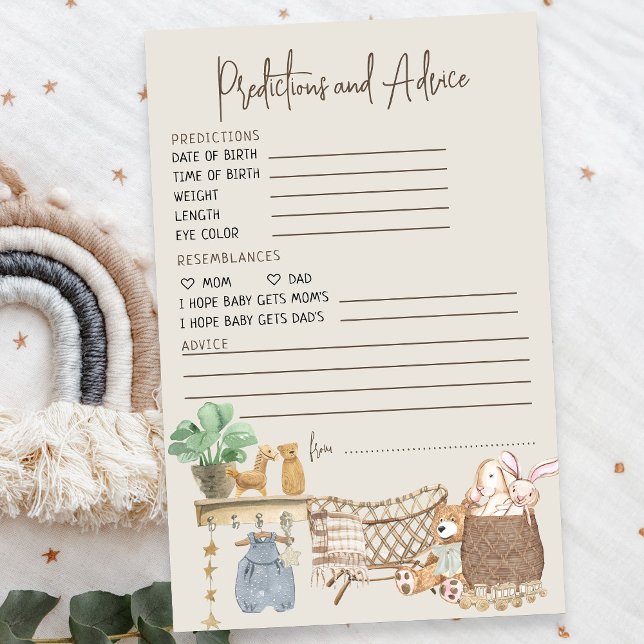 Voorspellingen en advies Boho Nursery Baby shower (Predictions and Advice Baby Shower activity - from my Boho Baby Nursery Collection)