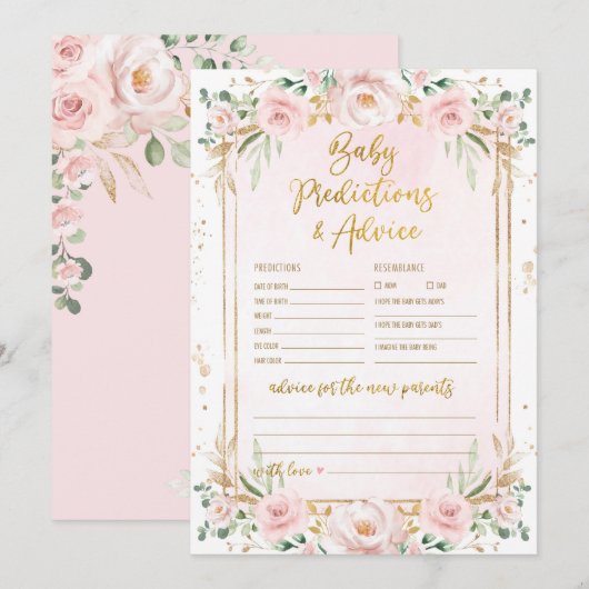 Voorspellingen en advies Floral Baby shower Game K Kaart (Voorkant / Achterkant)