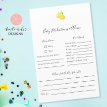 Voorspellingen en advies Lemon Baby shower Game