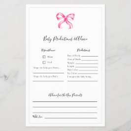 Voorspellingen en advies Spel Pink Bow Baby shower Flyer