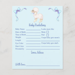 Voorspellingen en advies voor Blue Lamb Baby Showe