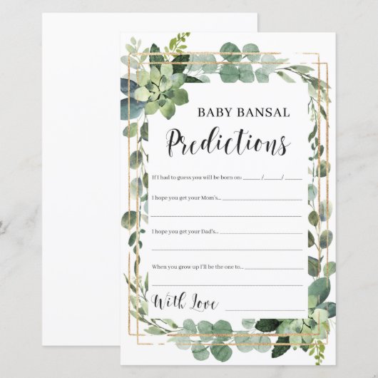 Voorspellingen en advies voor Succulent Baby baby  (Voorkant / Achterkant)