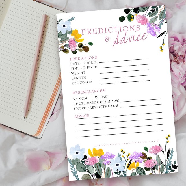 Voorspellingen en advies Wilde Baby shower (Baby Shower Predictions and Advice card from my Wildflower Lawn Collection.
)