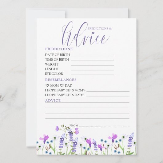 Voorspellingen en advies Wildflower Afdrukbare Kaa Kaart (Voorkant)