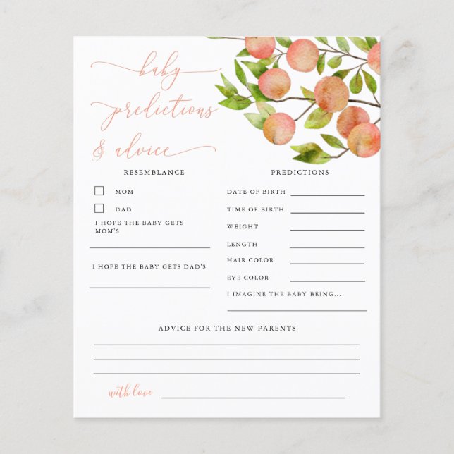 Voorspellingen en advieskaart voor Baby van piekdo (Voorkant)