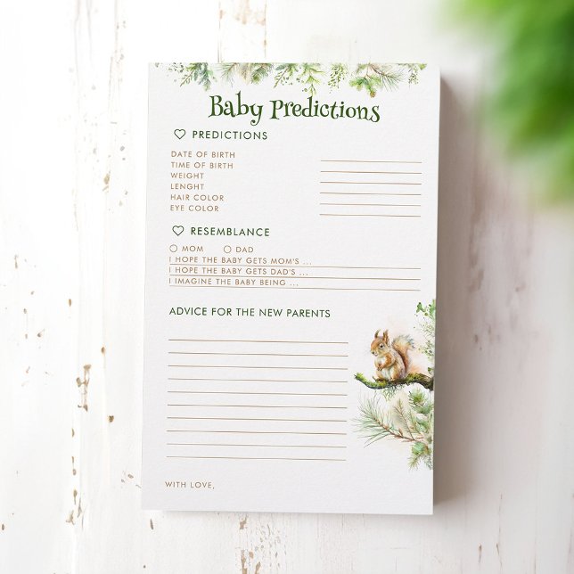 Voorspellingen en adviezen op het gebied van bosse (Baby Predictions Woodland Animals Themed Game Cards)